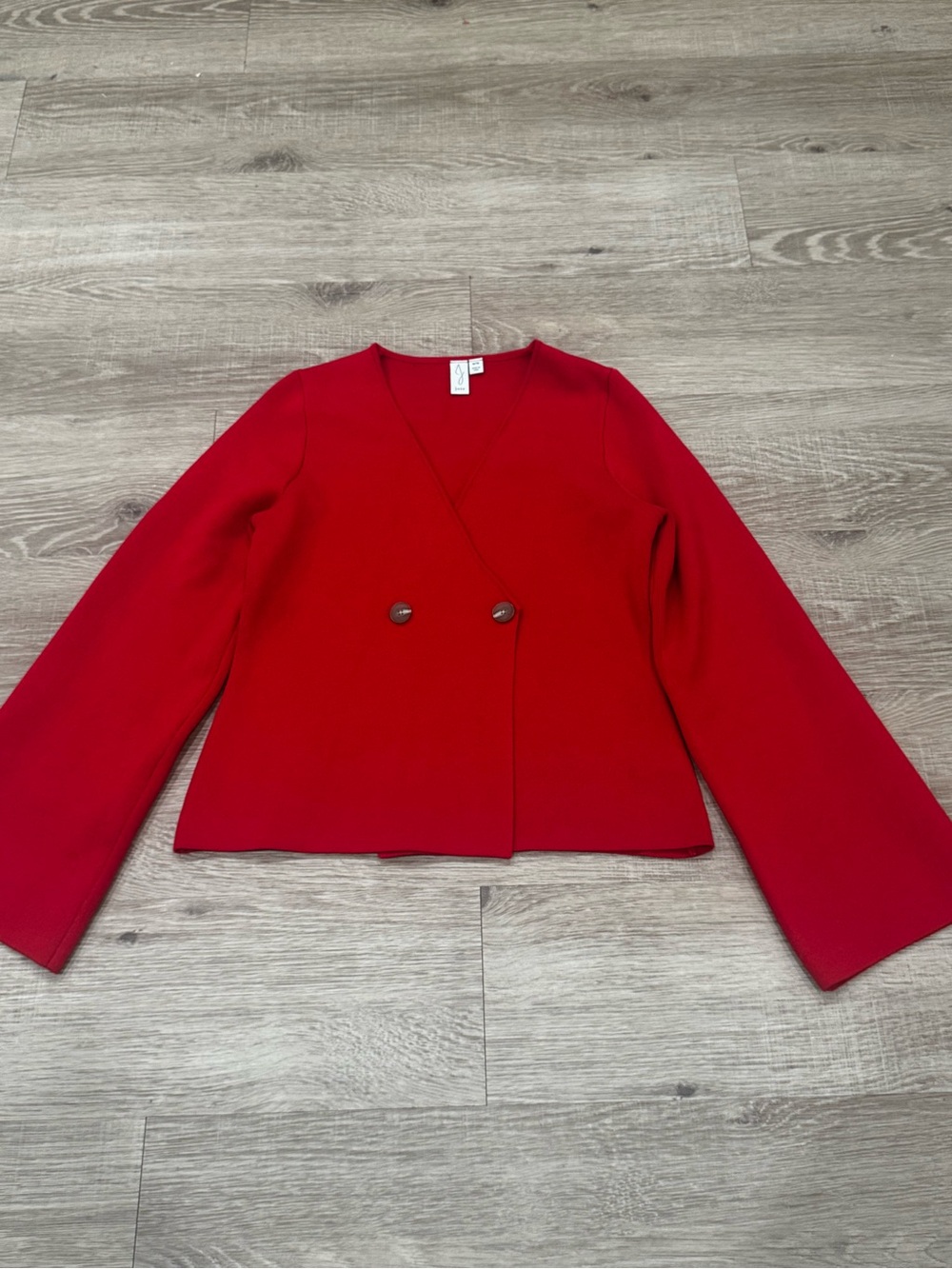 Joie Red Ribbed Knit Double Breasted Sweater Cardigan M
